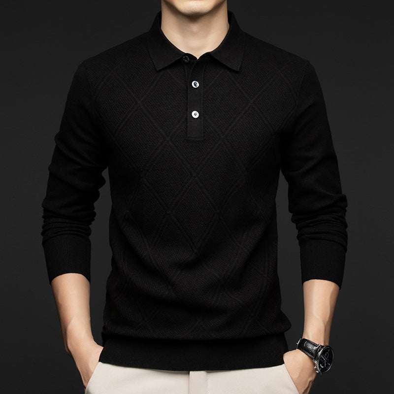 Lapel New Middle-aged People's Long Sleeve Business Casual Dad Wear Bottoming Sweater Men